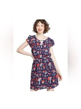 NEW ModCloth Dress Mushroom Toadstool Red elastic waist whimsy dress PLUS 3X